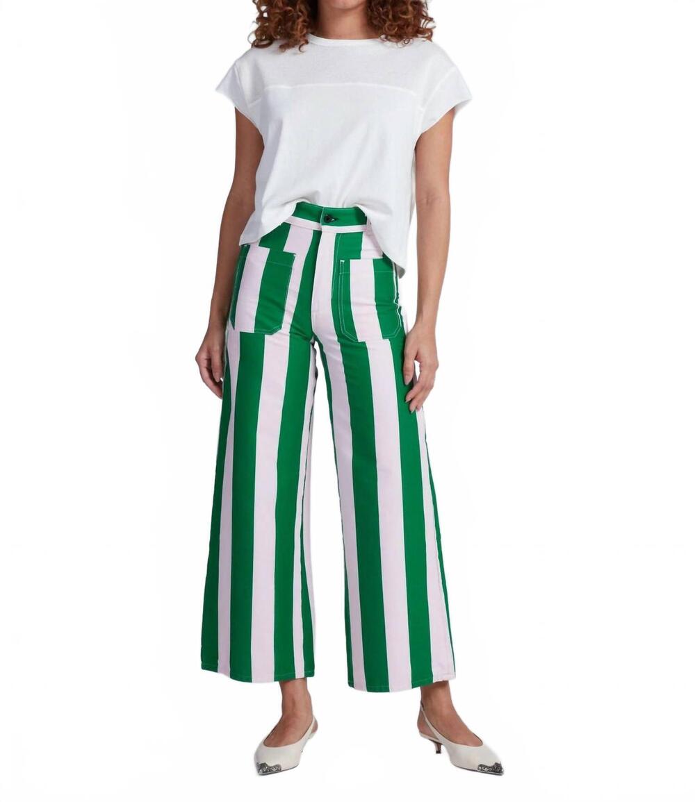 NEW ASKK NY cropped sailor pant in beverly stripe